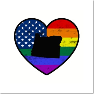 Oregon United States Gay Pride Flag Heart Posters and Art